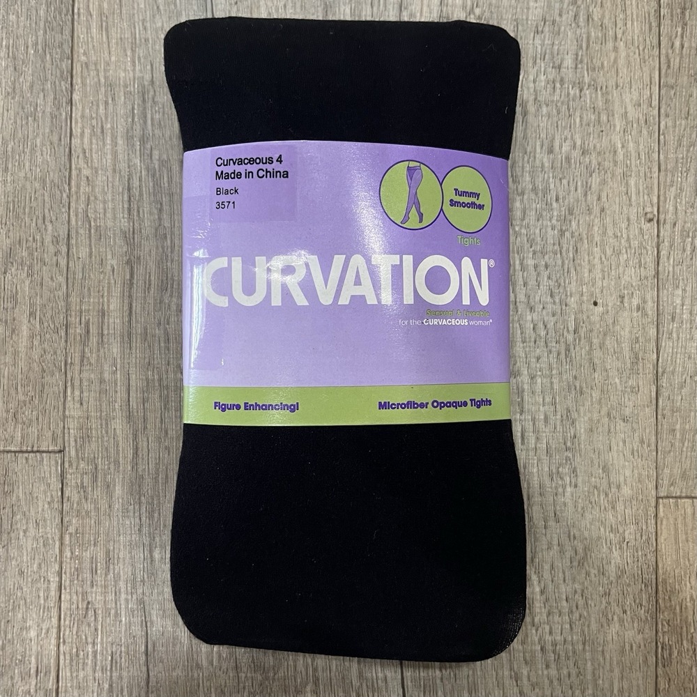 Curvation Curvaceous Black Plus Size Tights Tummy Control Shaper Smooth Classic
